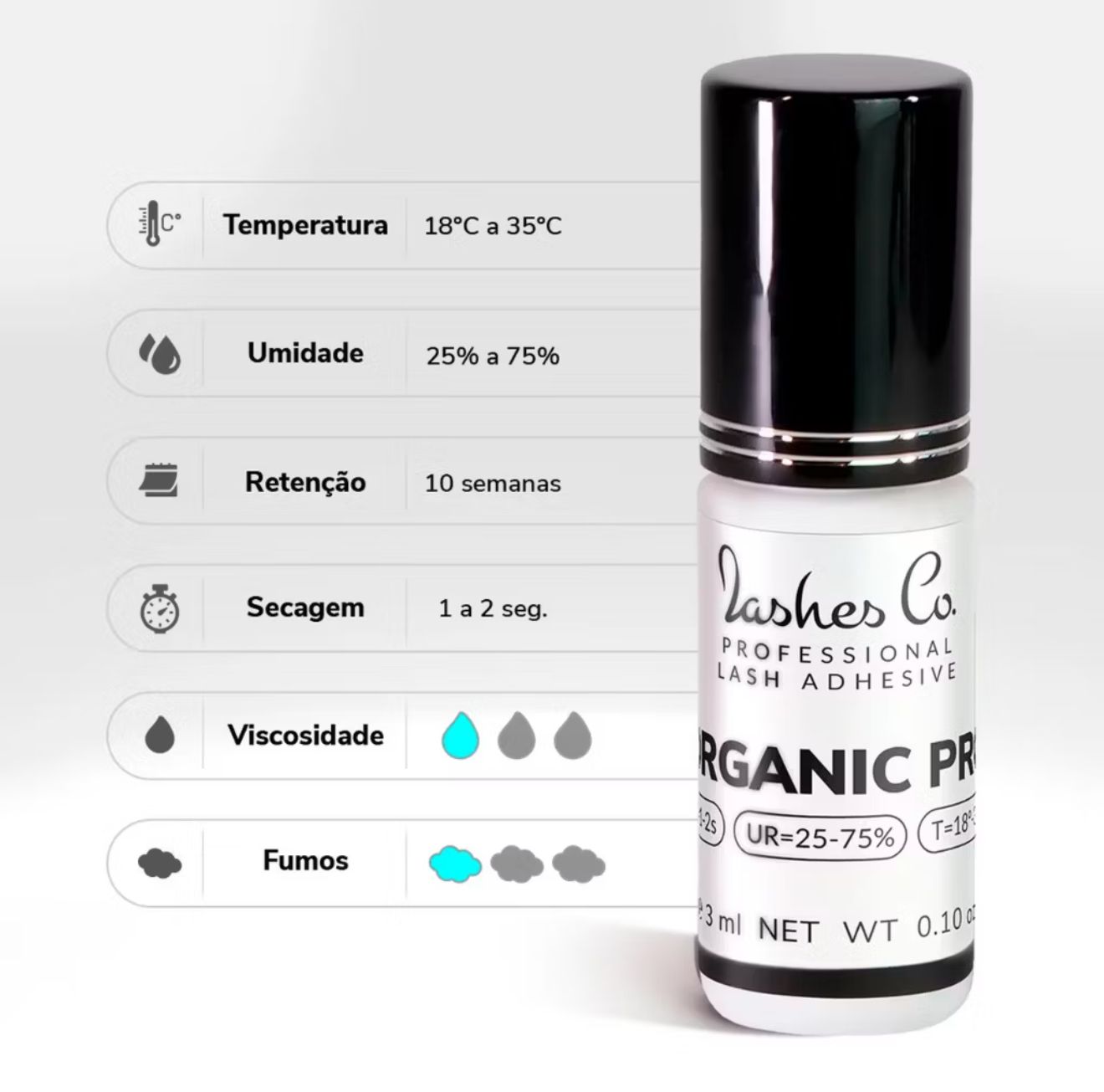 Cola Organic Pro Lashes Co adesivo extensão de cílios 3ml