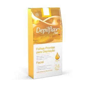 24 Folhas Prontas De Cera Depilatória Facial Depilflax Natural