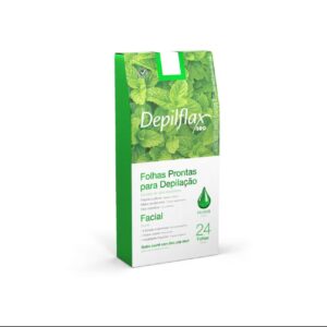 Folhas Prontas p/ Depilação Facial hortelã Depilflax C/24 Und